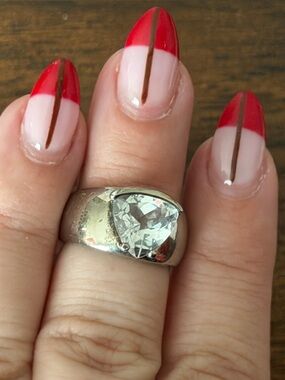 Silver Ring with Clear Trillion-Cut Stone - Women's Jewelry Size 5.5